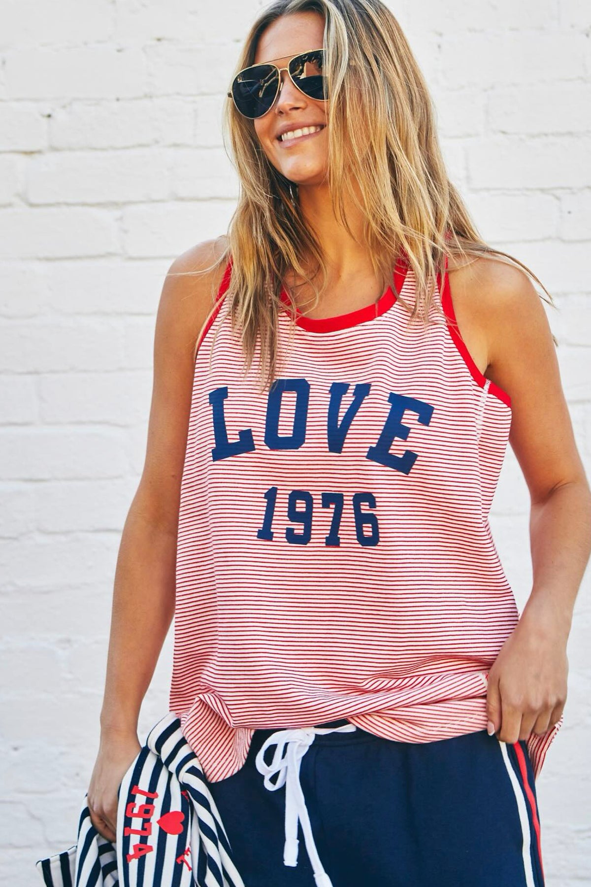 Retro Stripe Tank Red White - PREORDER DELIVERY MID SEPT