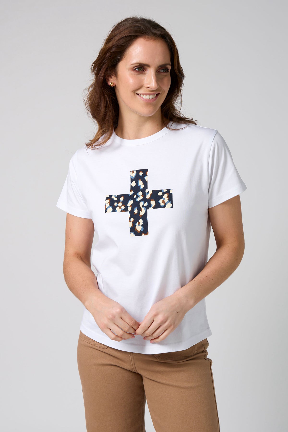 Ace Tee White Leopard Cross