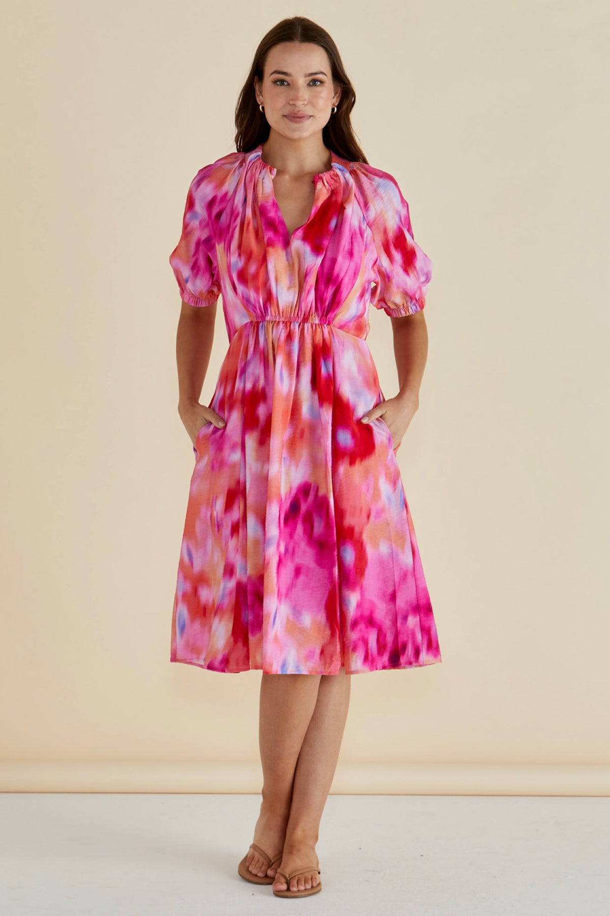 Emery Dress Floral Abstract Print  Pink