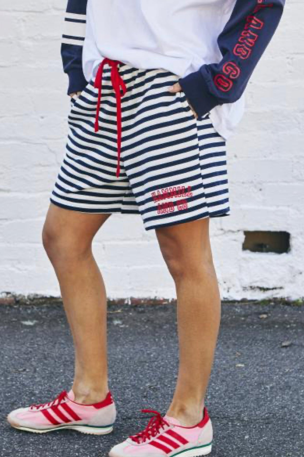 Retro Stripe Shorts Navy White