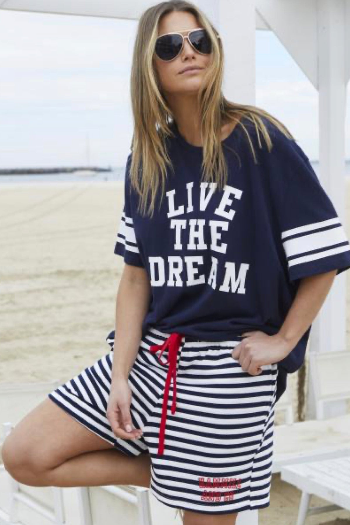 Retro Stripe Shorts Navy White