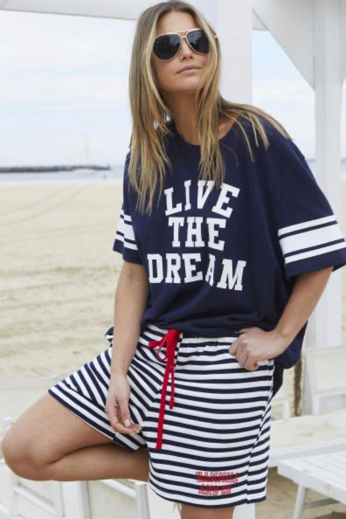 Retro Stripe Shorts Navy White