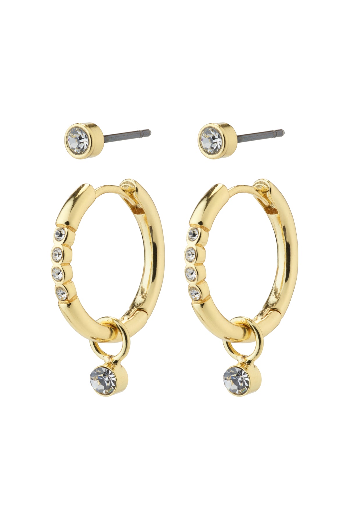 Elna Recycled Crystal Earrings 2 in 1 Set - Gold Plated