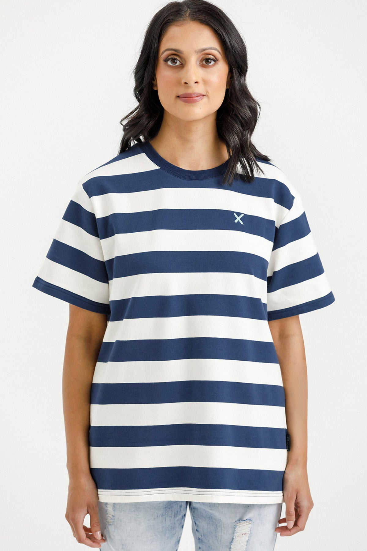 Chris Tee Indigo Blue Stripe With Mini X - PREORDER DELIVERY EARLY JUNE