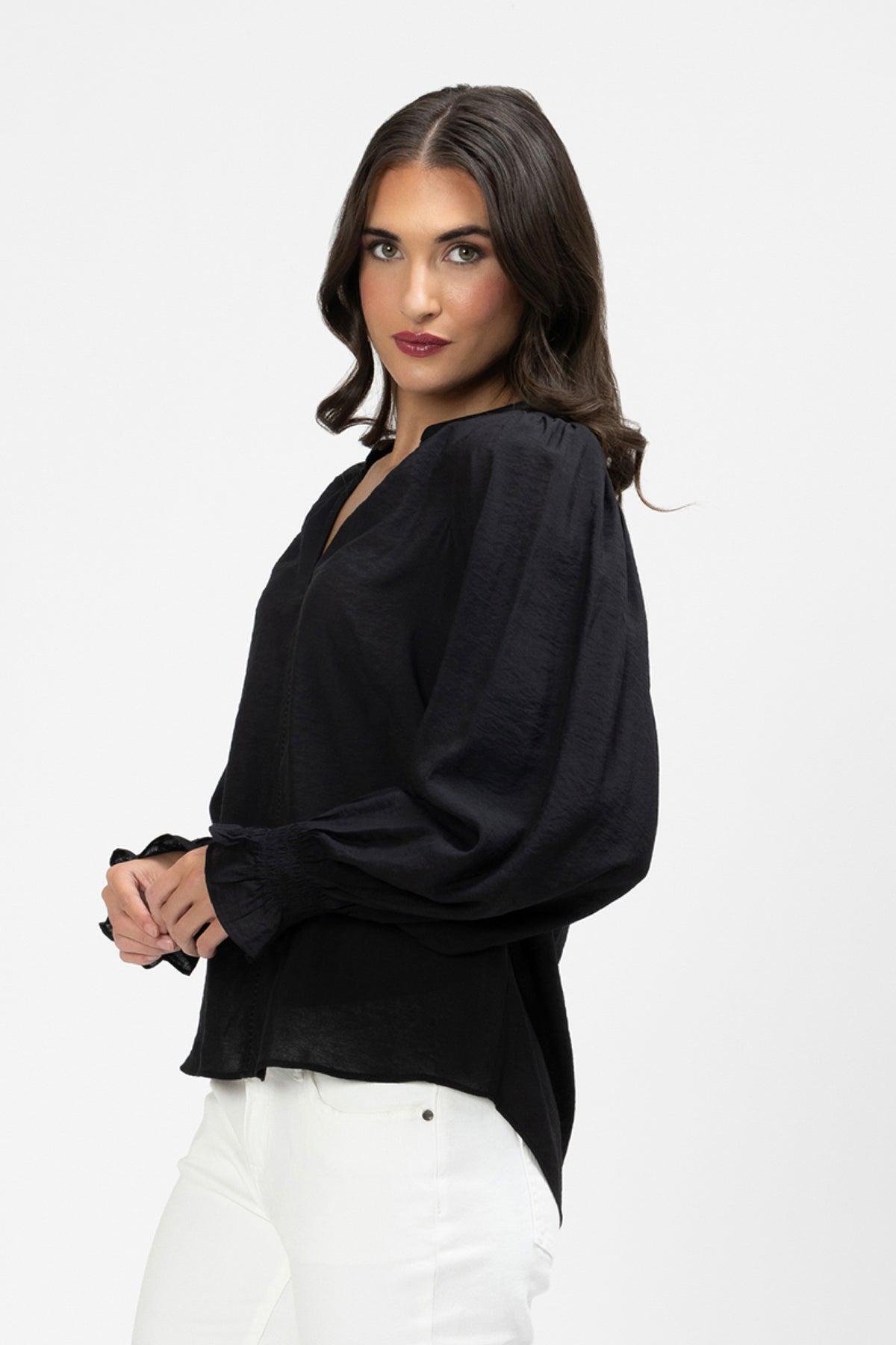 Addyson Top Long Sleeve Black Texture - PREORDER DELIVERY