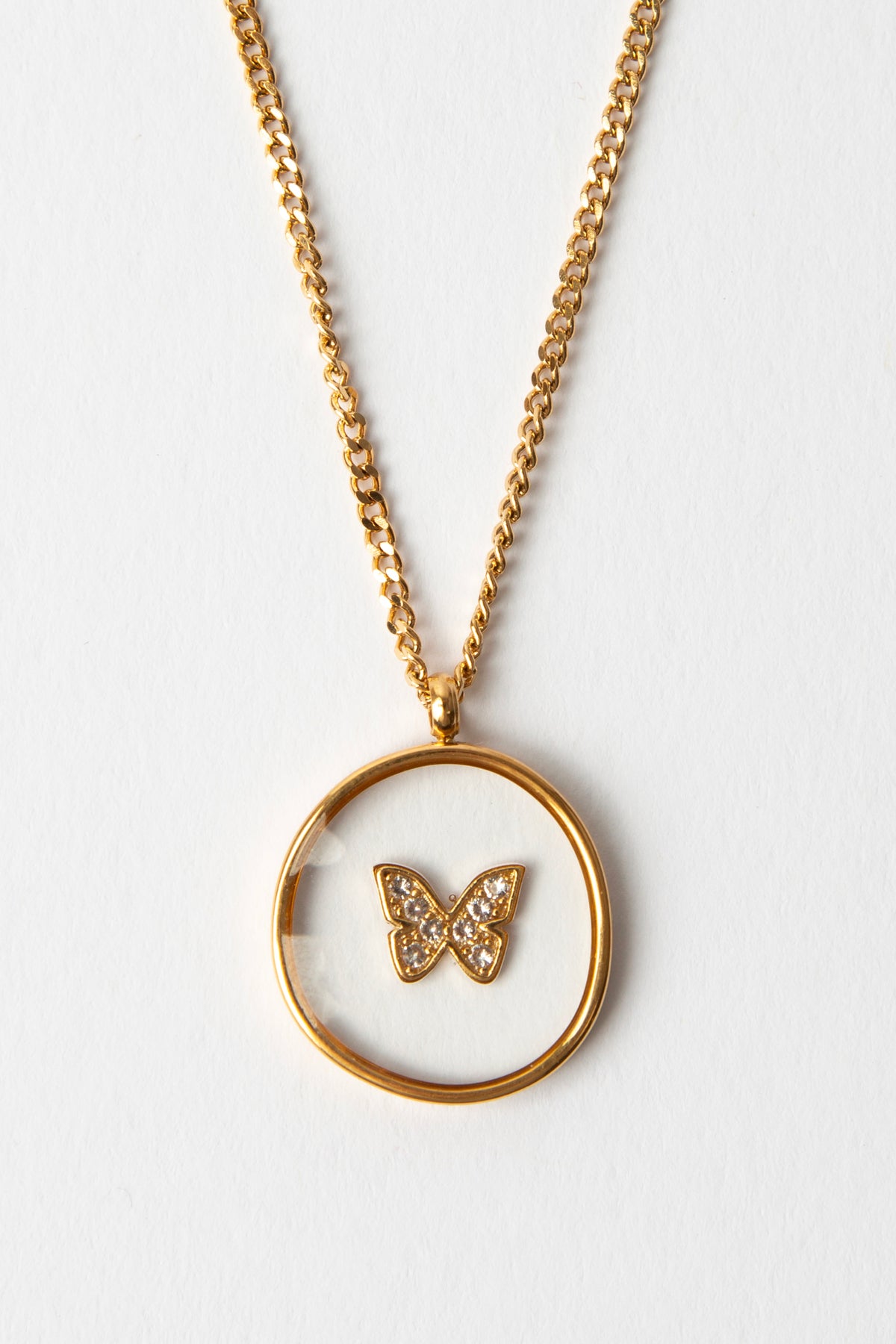 Gold Jewelled Butterfly Necklace