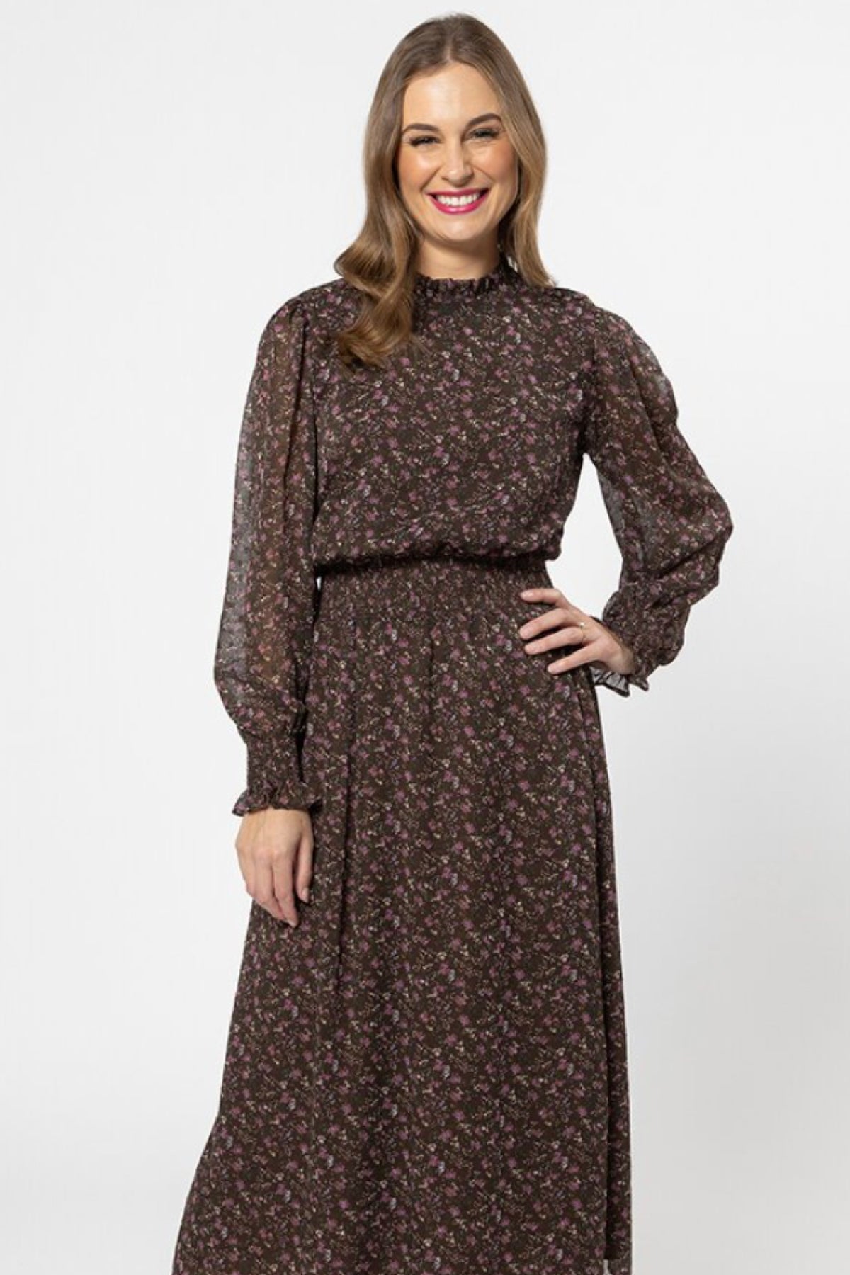 Adorable Midi Dress Chocolate Blossom