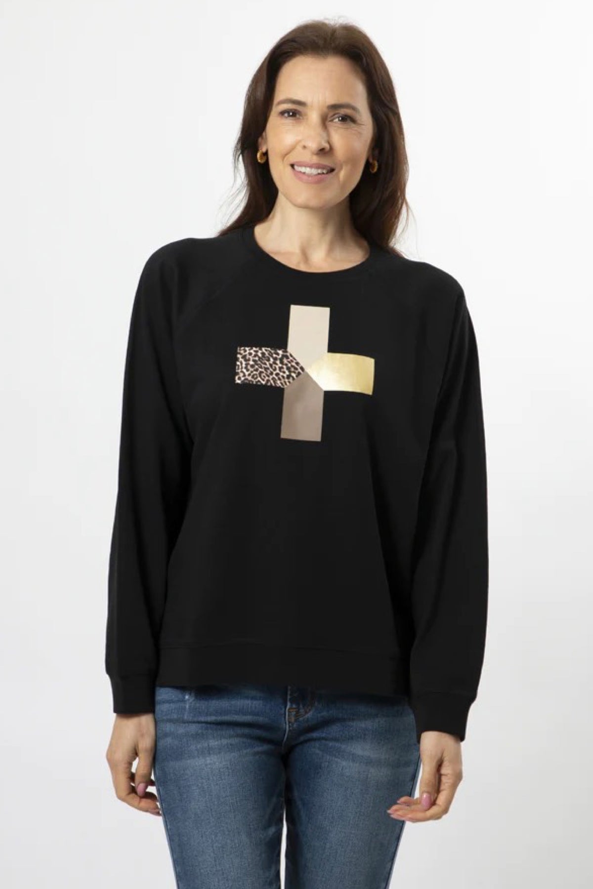 Everyday Sweater Black Purrfect Leopard Cross - PREORDER DELIVERY EARLY APRIL