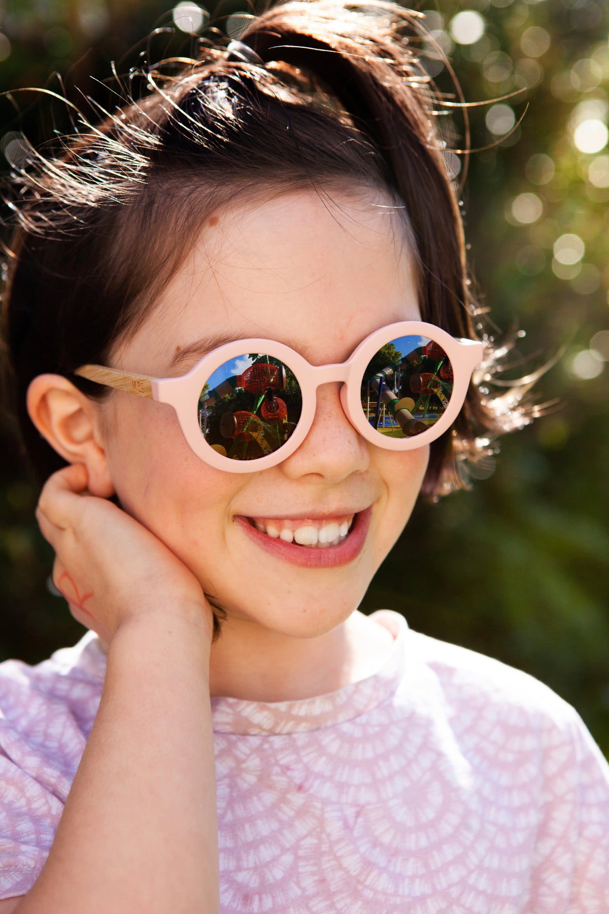 Kids Sunnies Bambino Pink With Wood Arms