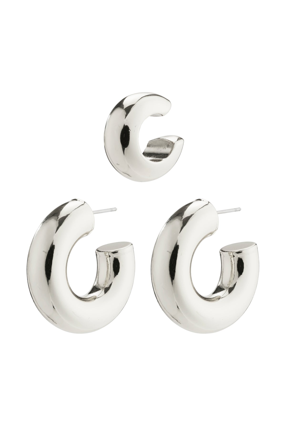 Aleena Recycled Chunky Hoops And Cuff - Silver Plated