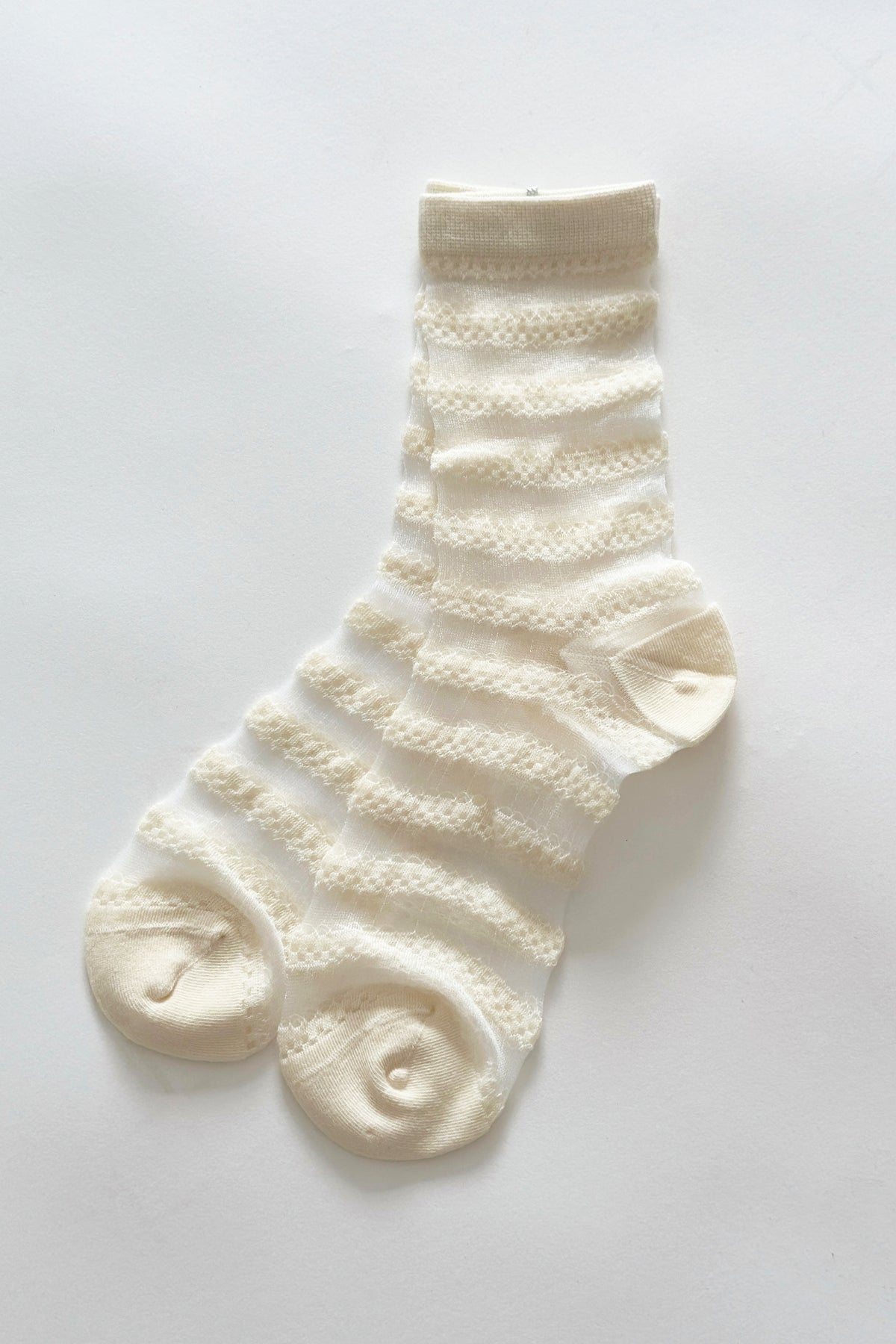 Sock White Crochet Stripes