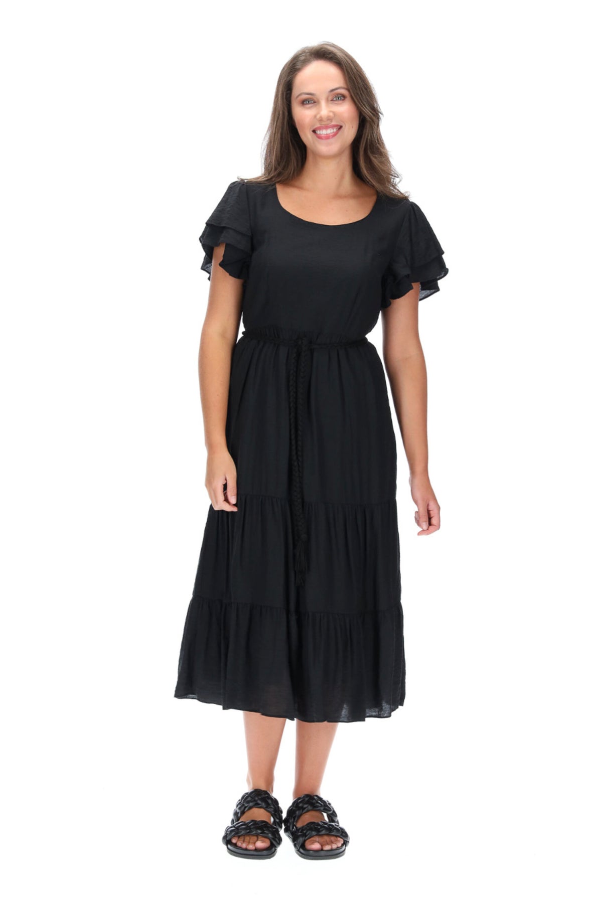 Eva Midi Dress Black Cotton
