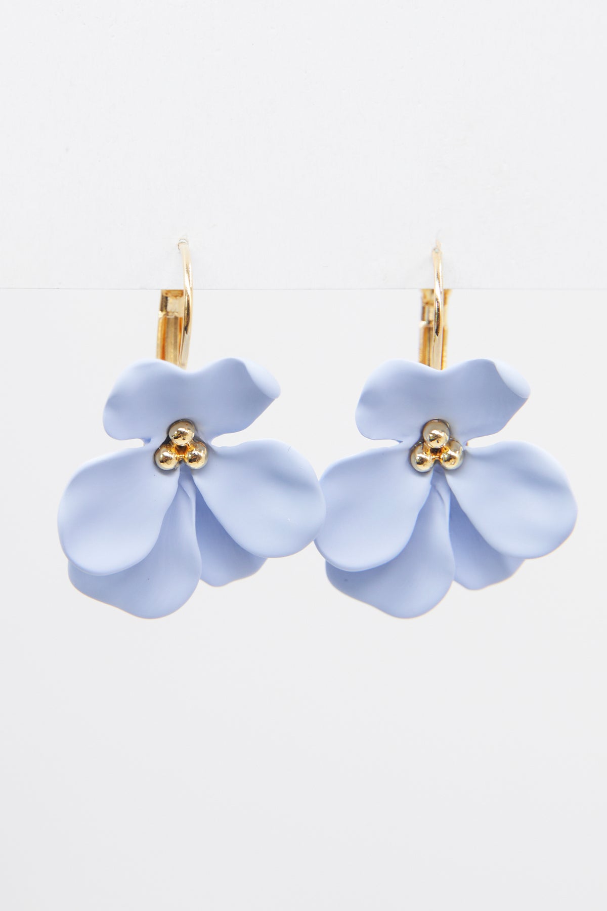 Flower Petal Light Blue With Hook Earring
