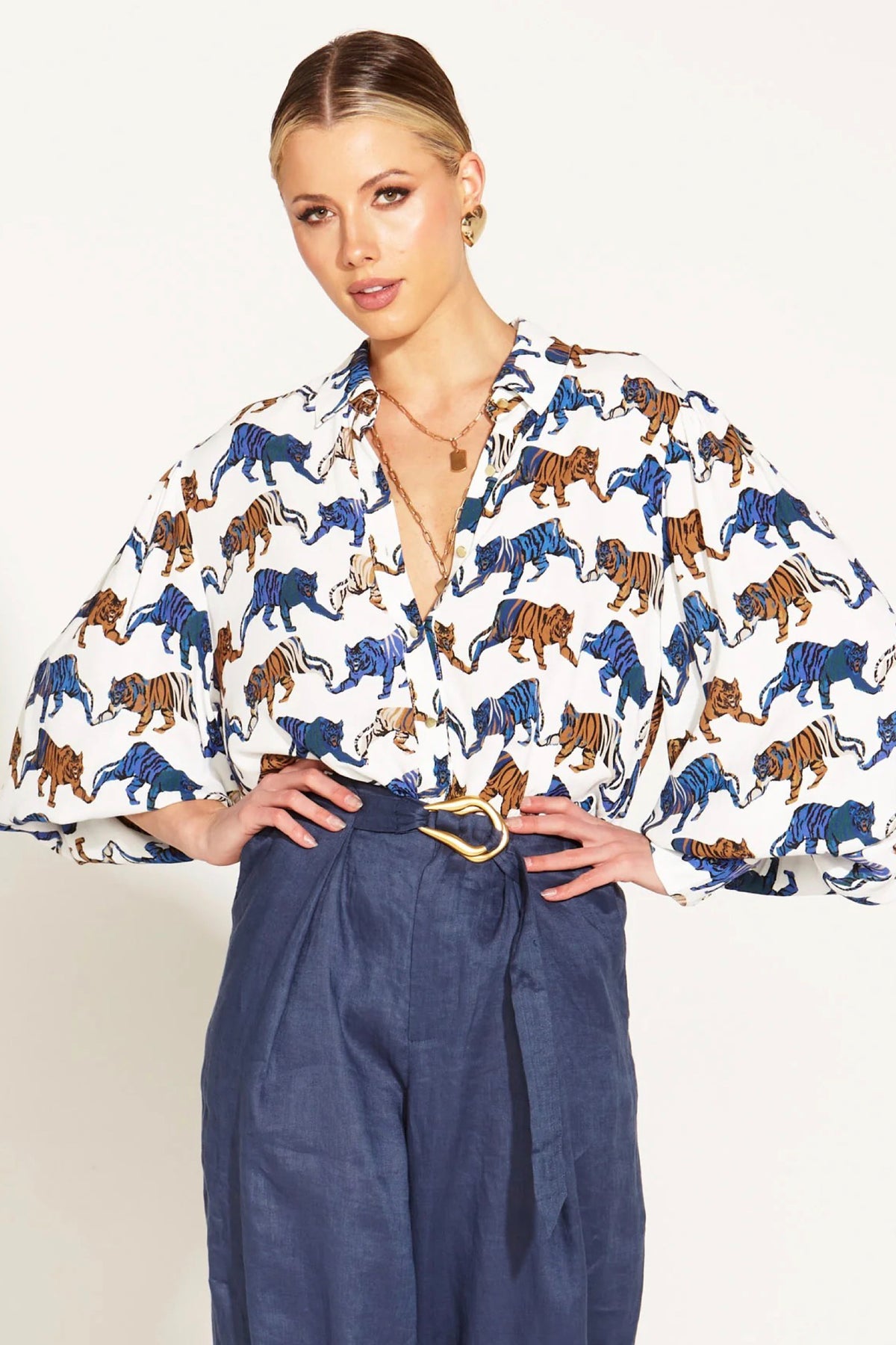 Queen Of The Jungle Oversized Shirt Tiger Print
