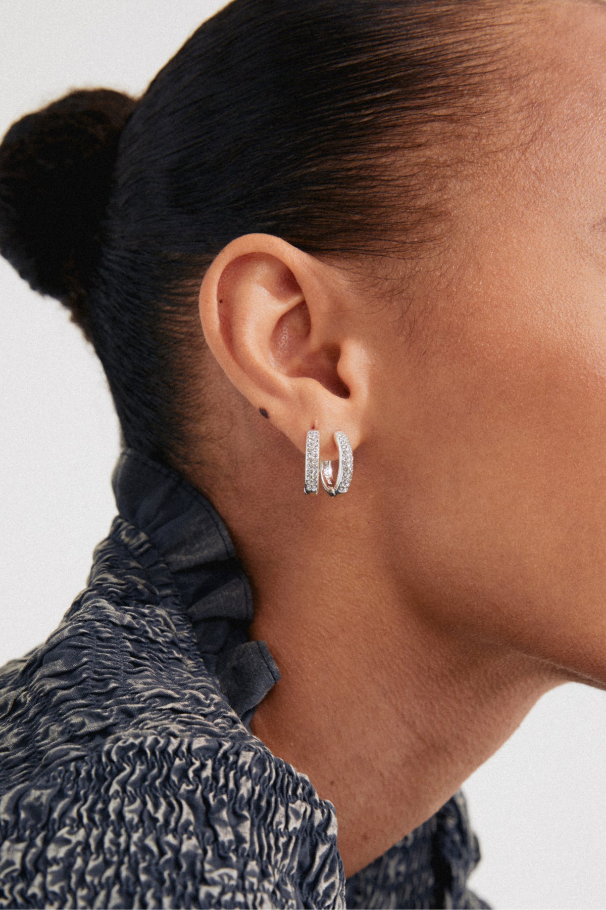 Bloom Recycled Crystal Hoop Earrings - Silver Plated