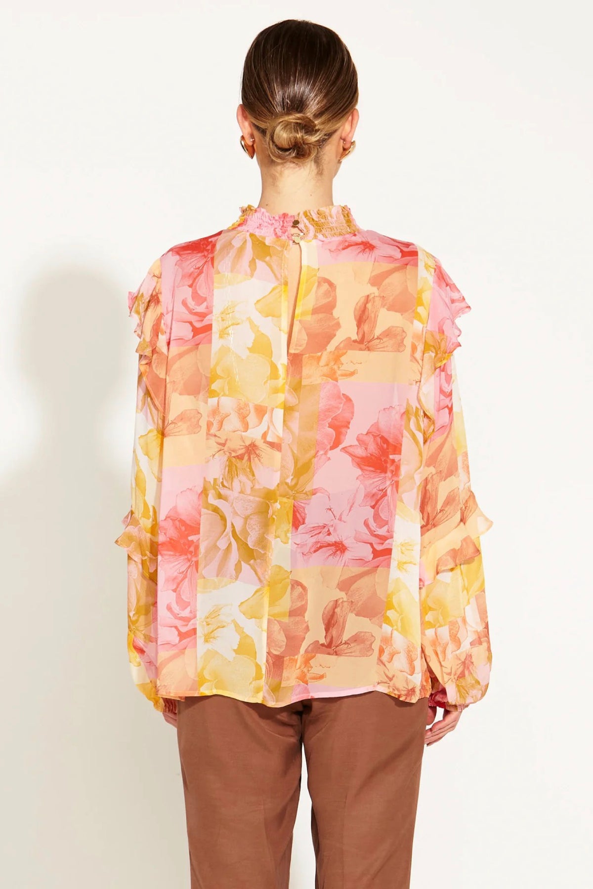 Earthly Paradise Long Sleeve Sheer Blouse Paradise Floral