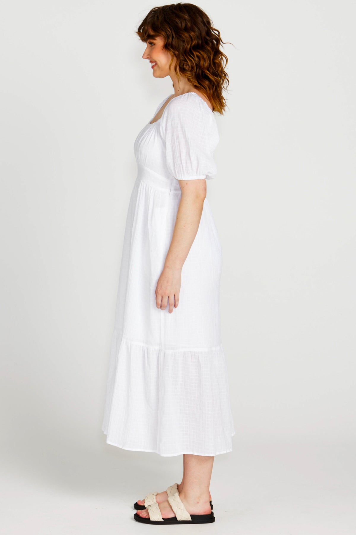 Violet Midi Dress White
