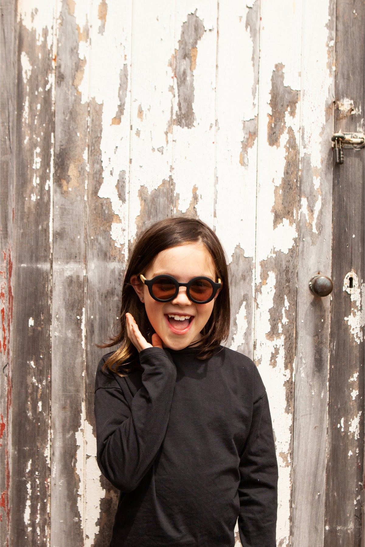Kids Sunnies Bambino Black With Wood Arms