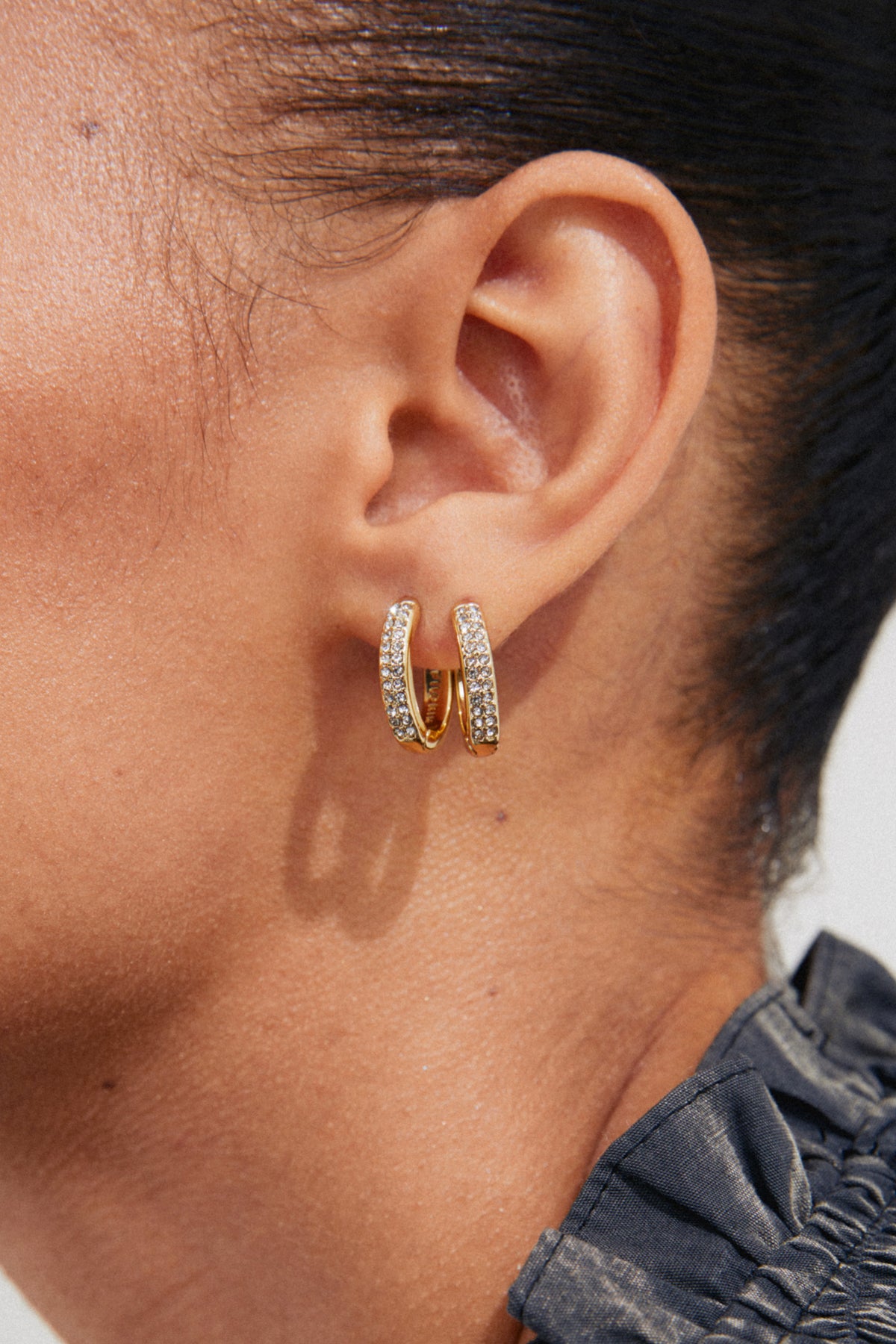 Bloom Recycled Crystal Hoop Earrings - Gold Plated