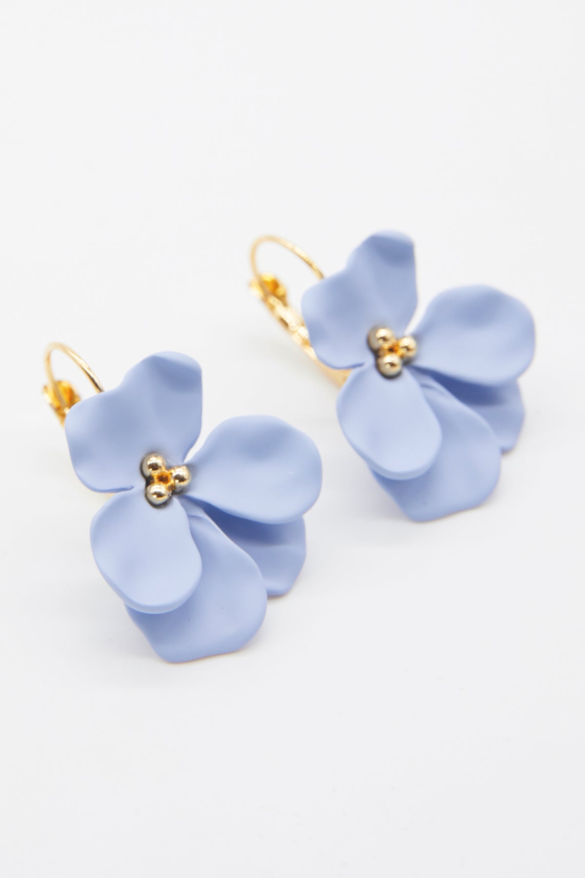 Flower Petal Light Blue With Hook Earring