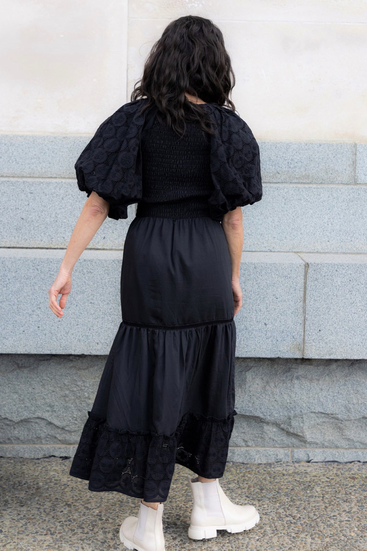 Piha Dress Embroidered Black Rayon