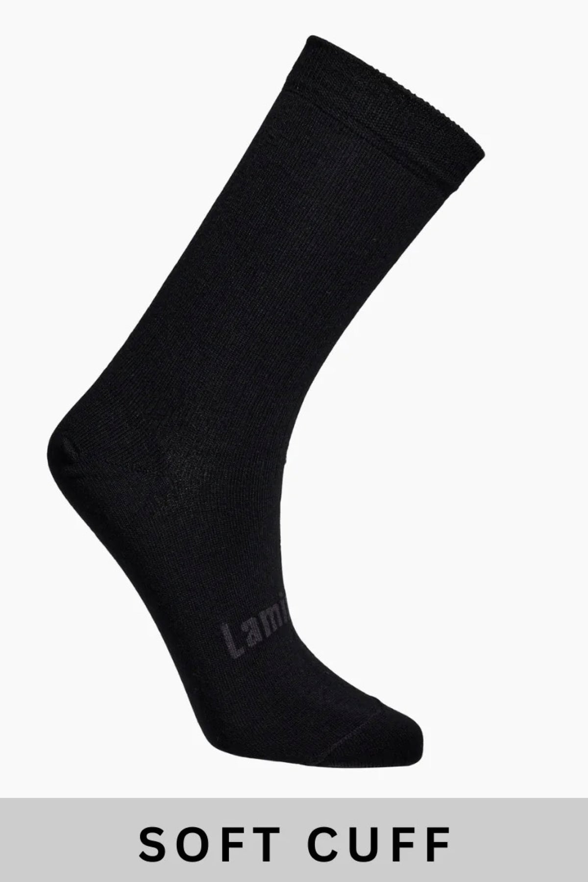 Merino Wool Soft Cuff Crew Socks Black Rib
