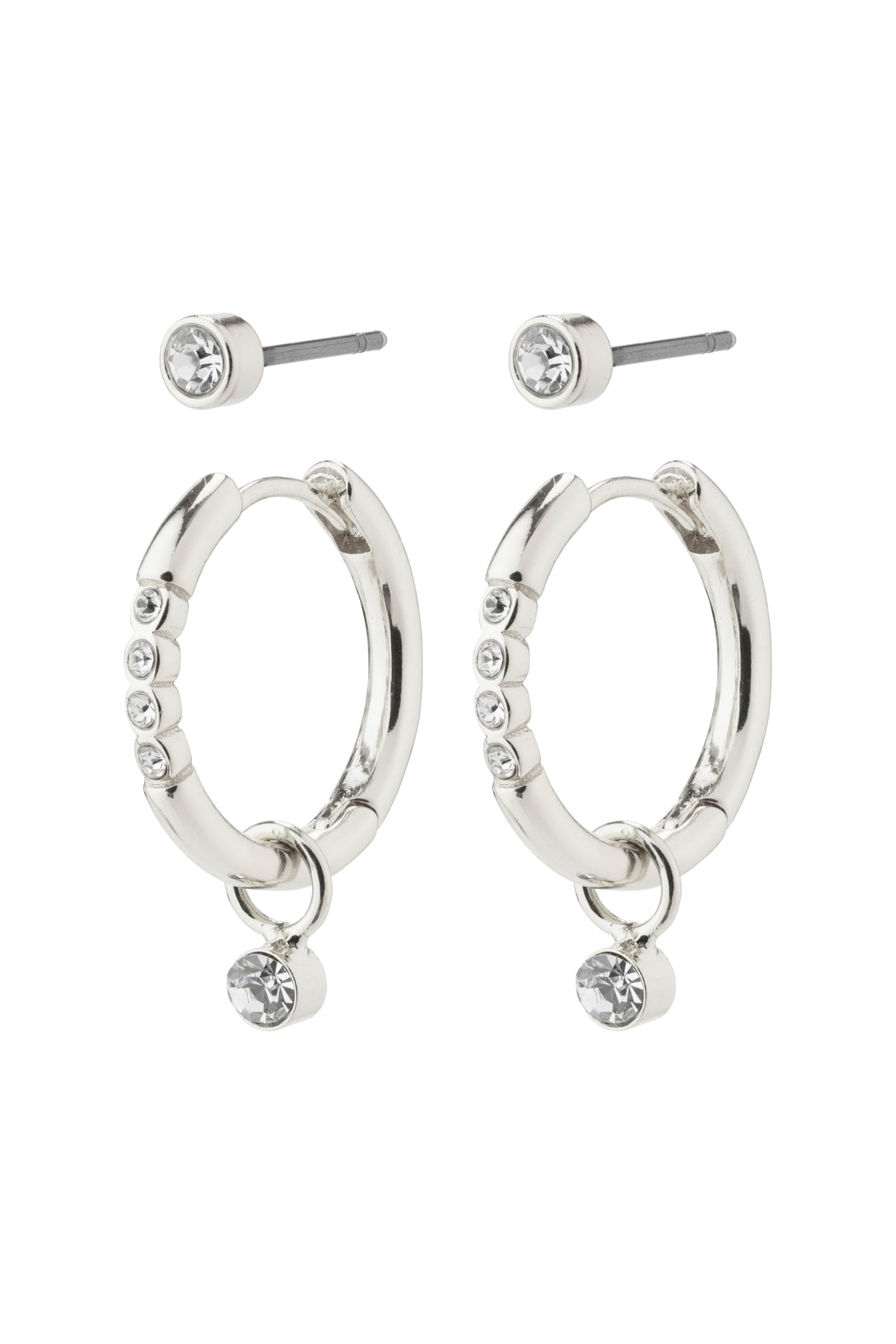 Elna Recycled Crystal Earrings 2 in 1 Set - Silver Plated