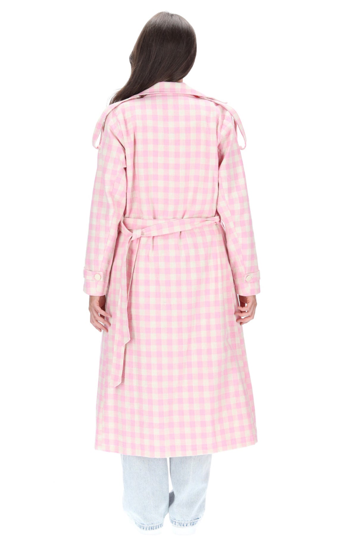 Jazzy Trench Coat Pink Check