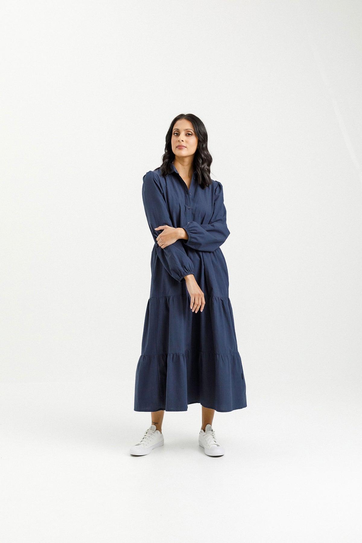 Long Sleeve Khloe Dress Indigo Blue - PREORDER DELIVERY EARLY JUNE