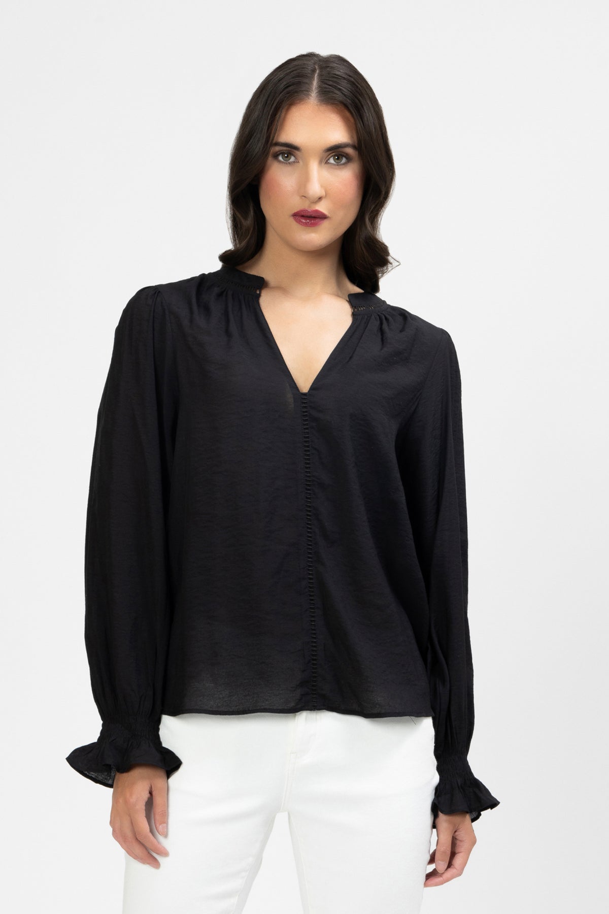 Addyson Top Long Sleeve Black Texture - PREORDER DELIVERY