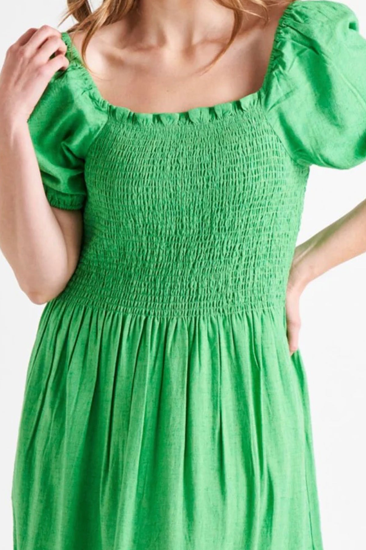 Ingrid Shoulder Dress Bright Green