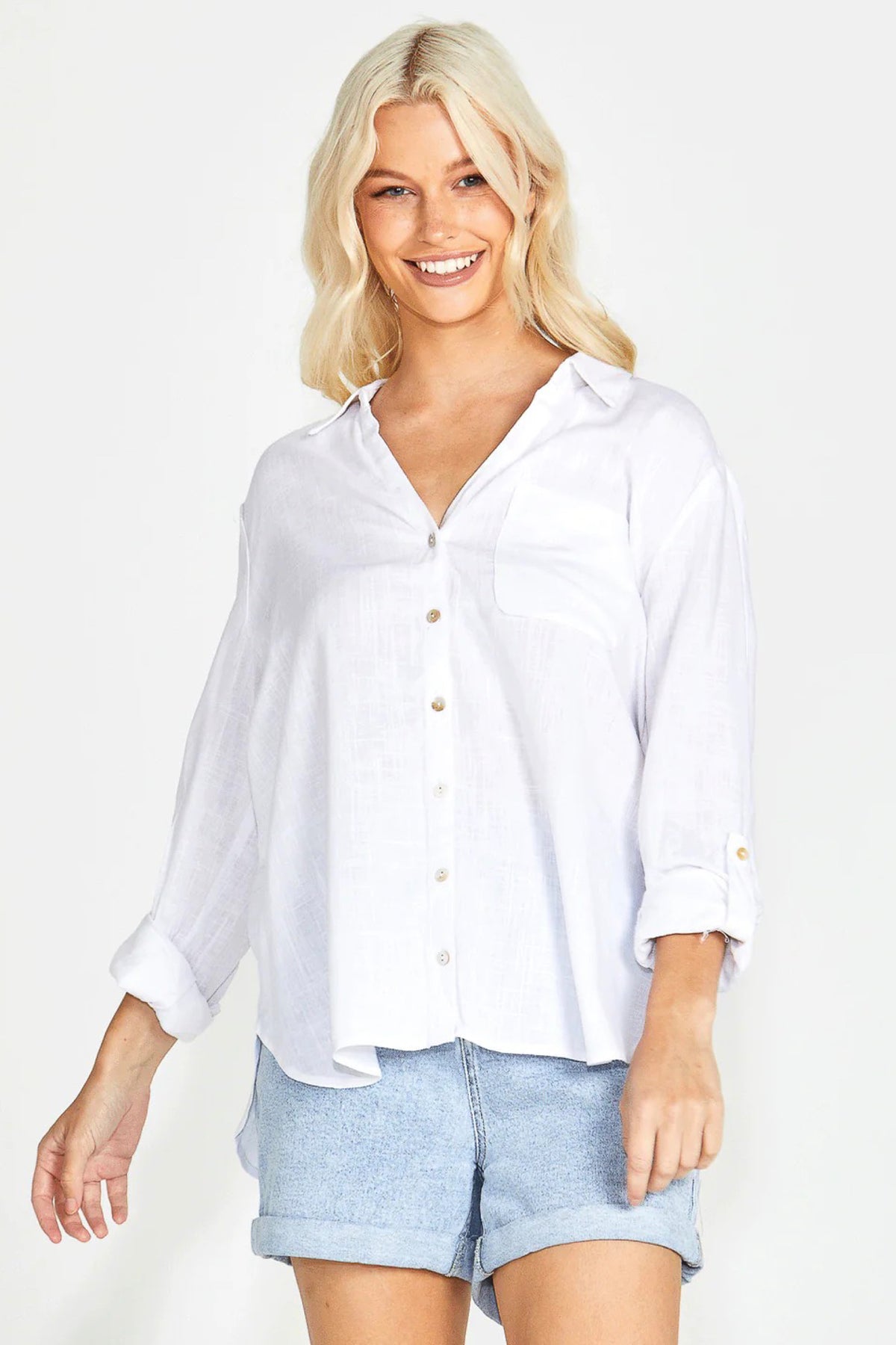 Taylor Long Sleeve Shirt White