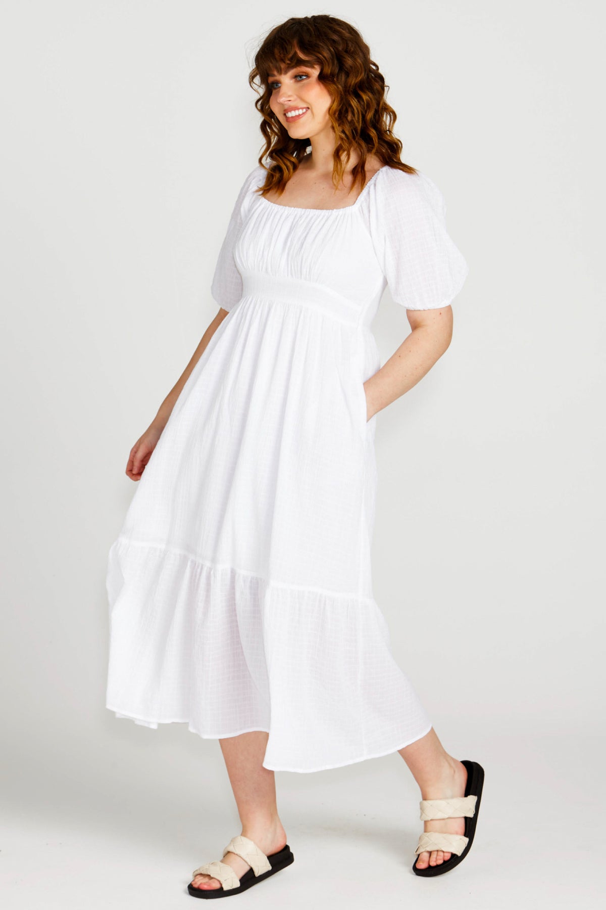 Violet Midi Dress White