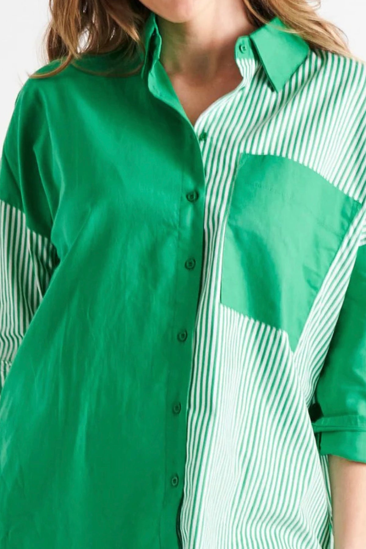 Quinn Shirt Green Stripe Block
