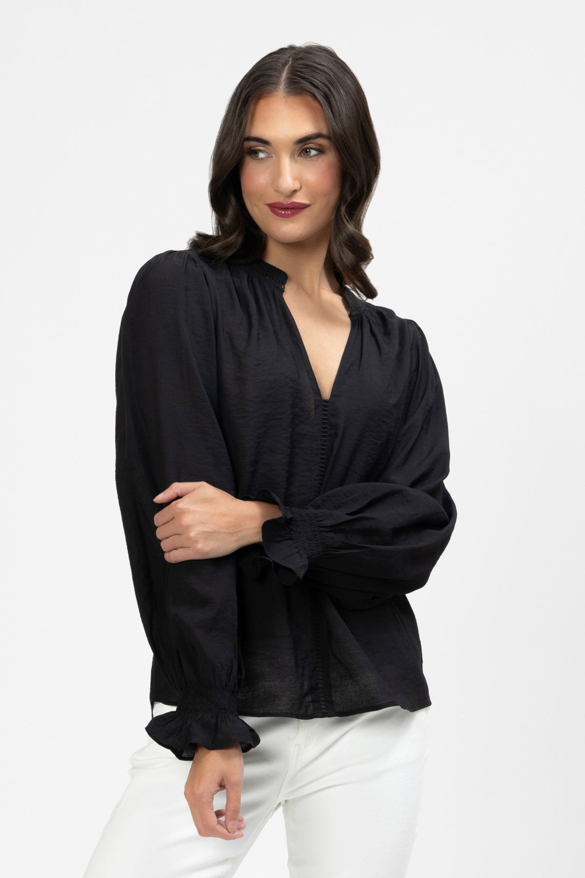 Addyson Top Long Sleeve Black Texture - PREORDER DELIVERY