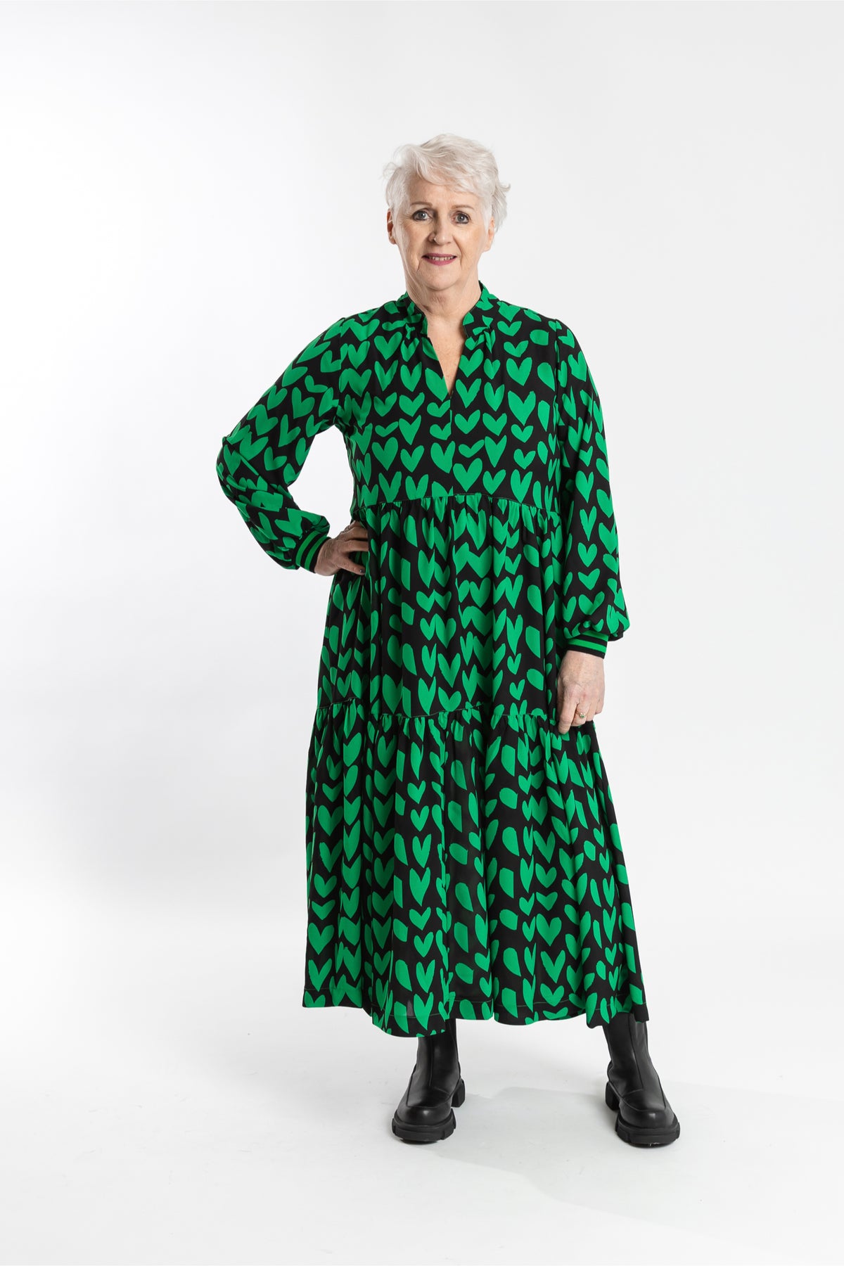 Collar Tiered Dress Green With Envy
