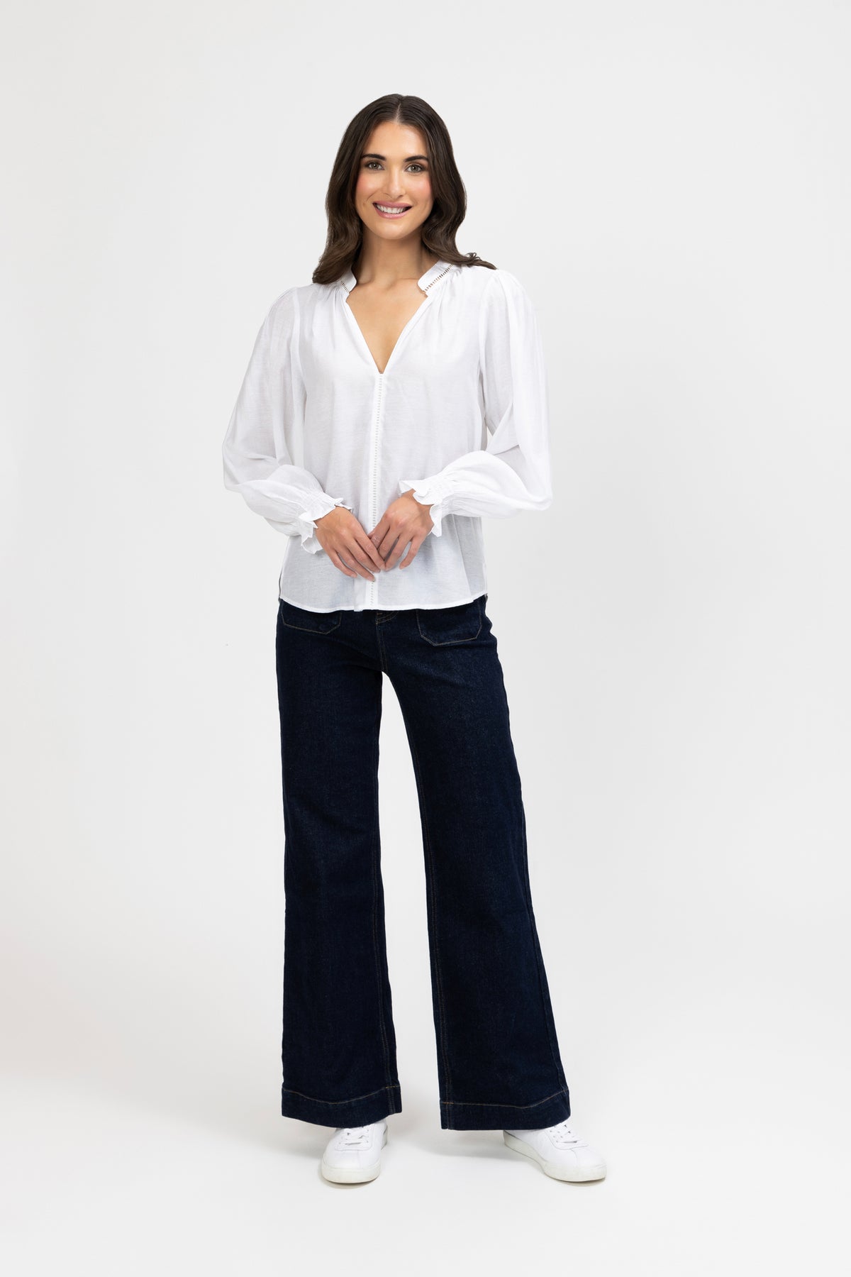 Addyson Top Long Sleeve White Texture - PREORDER DELIVERY