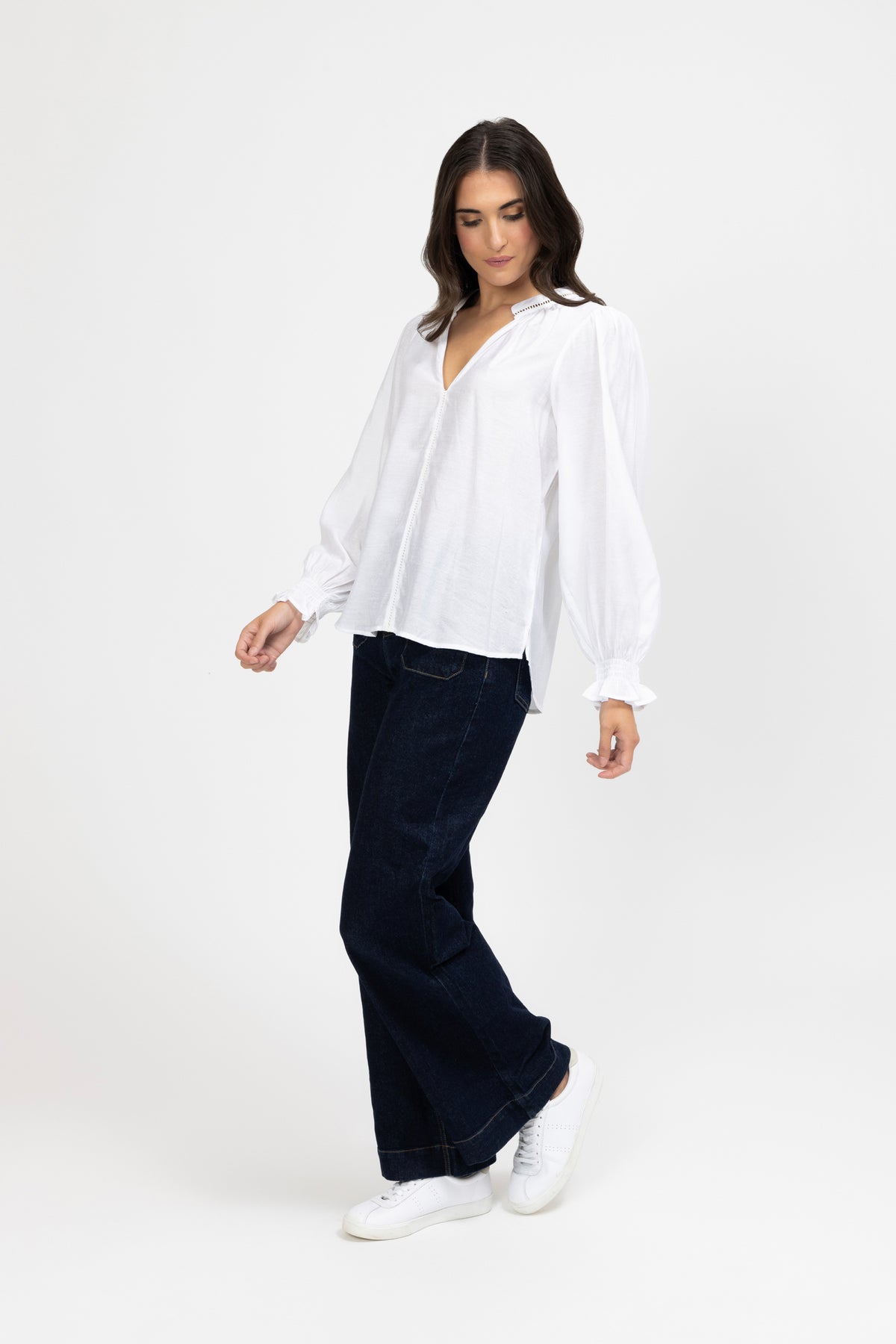 Addyson Top Long Sleeve White Texture - PREORDER DELIVERY