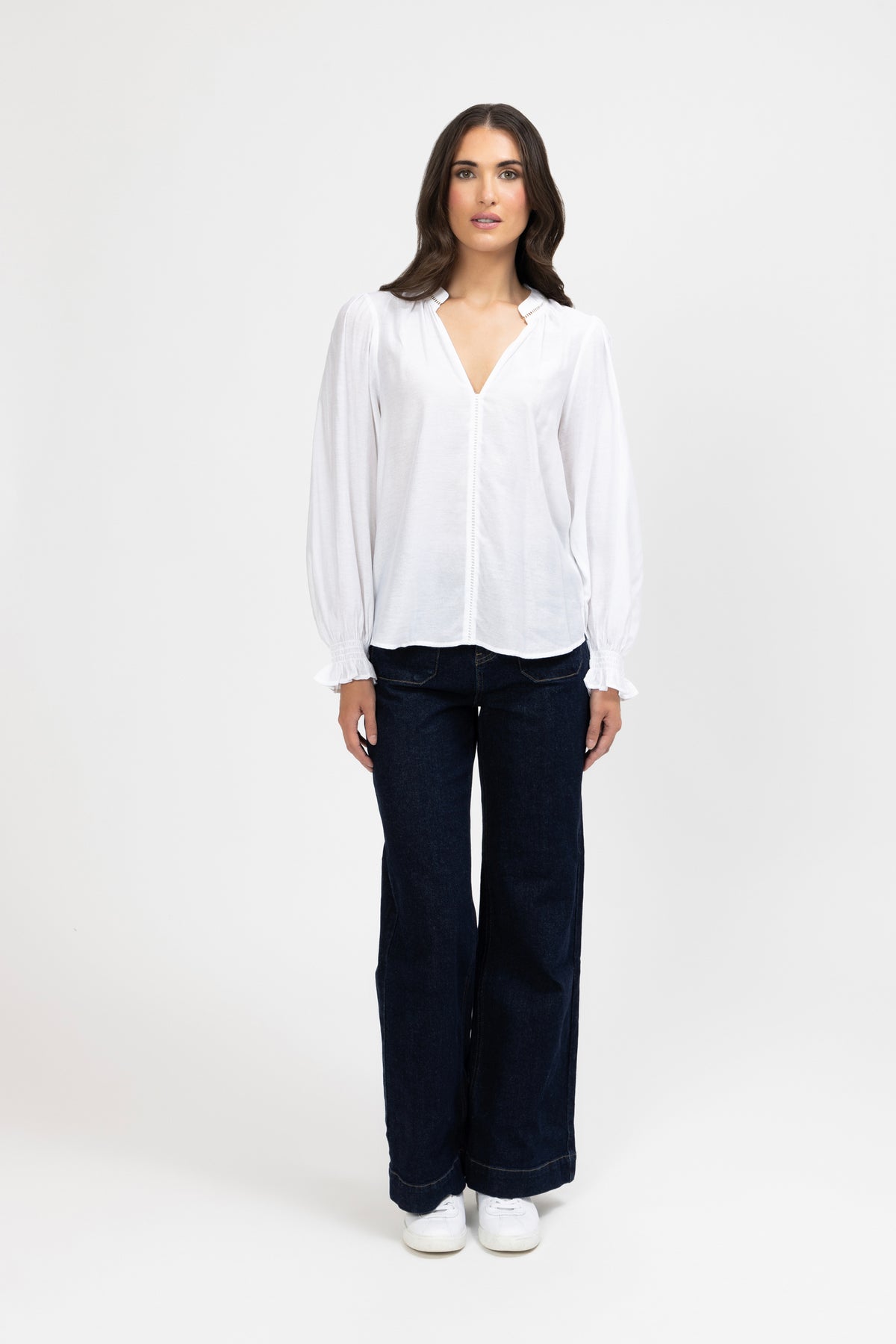 Addyson Top Long Sleeve White Texture - PREORDER DELIVERY