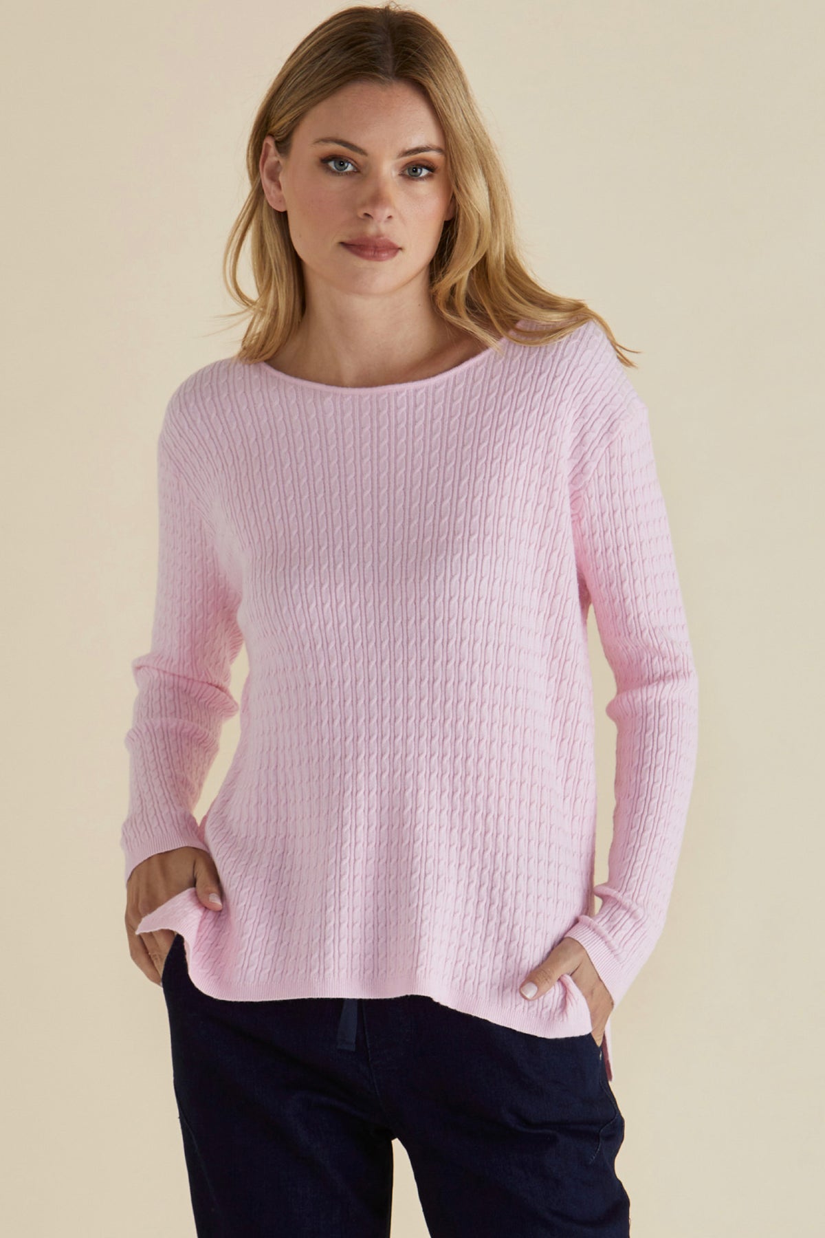 Cable Mini Jumper Baby Pink