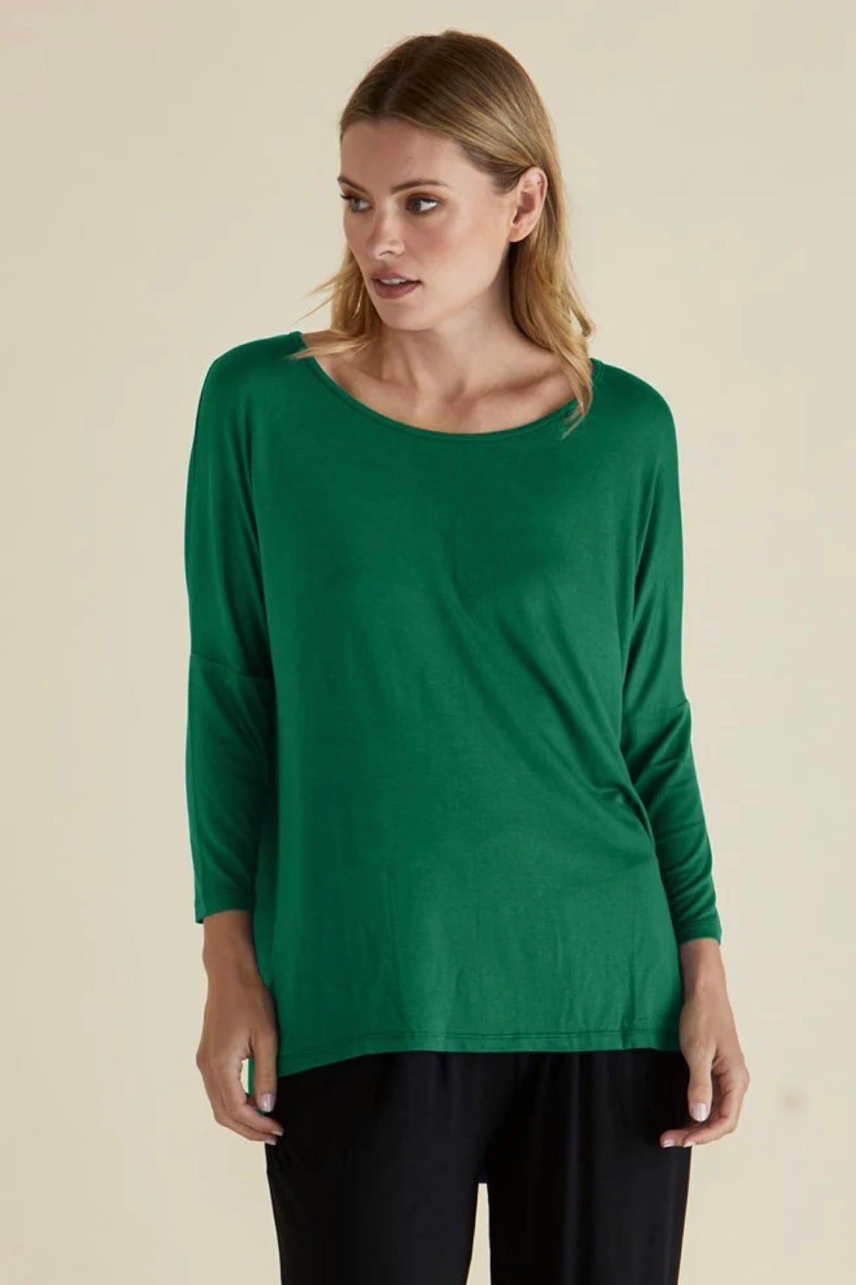 Milan 3/4 Sleeve Top Emerald