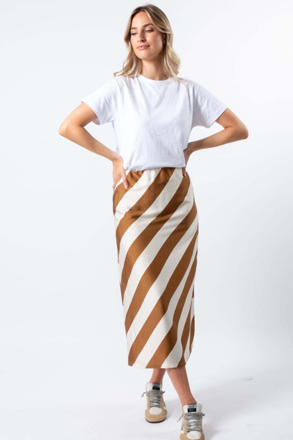 Erin Skirt Choc Stripe - PREORDER DELIVERY EARLY JUNE