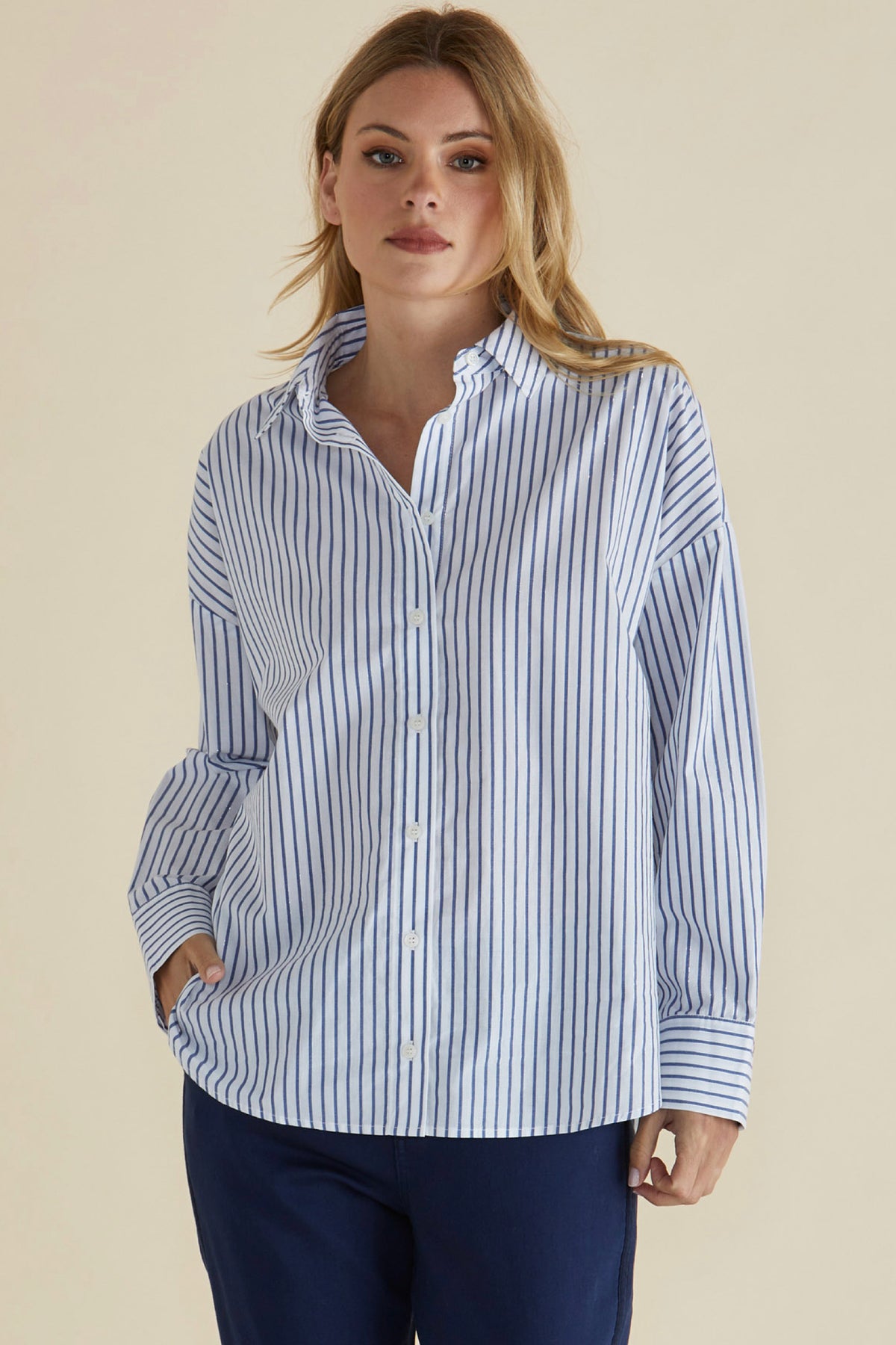 Artemis Shirt Blue Lurex Stripe