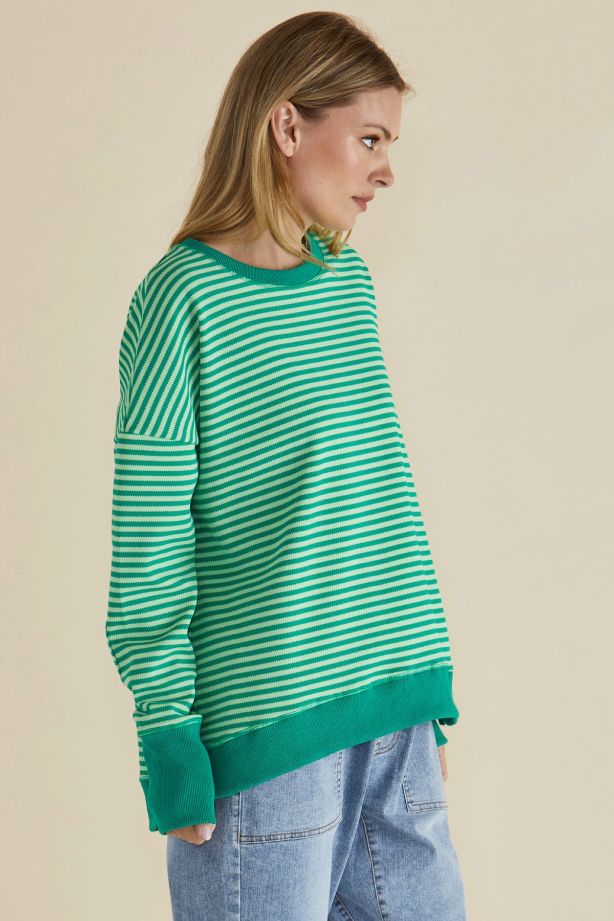 Cove Sweat Green Sripe