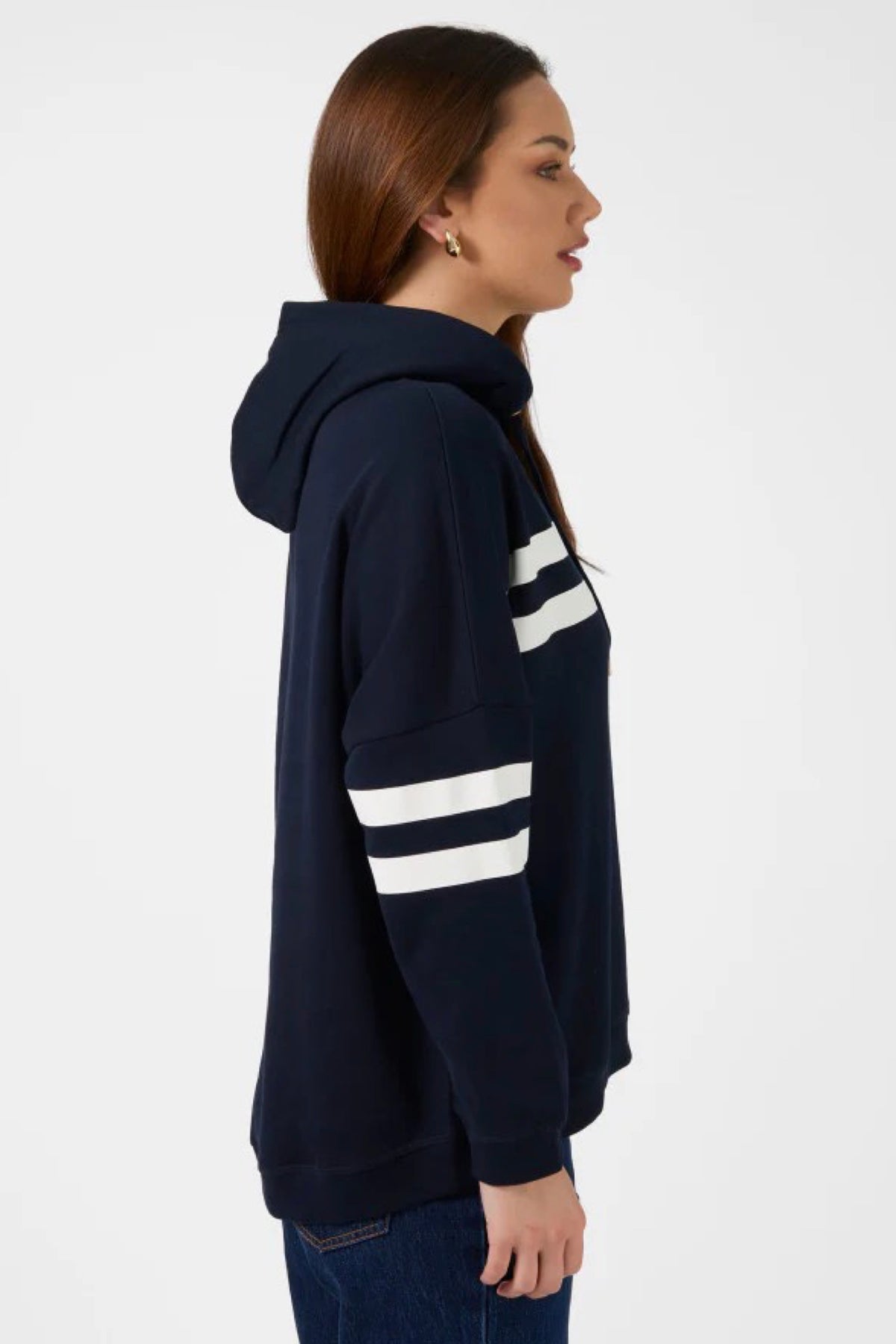 Newport Hoodie Navy Banner Logo