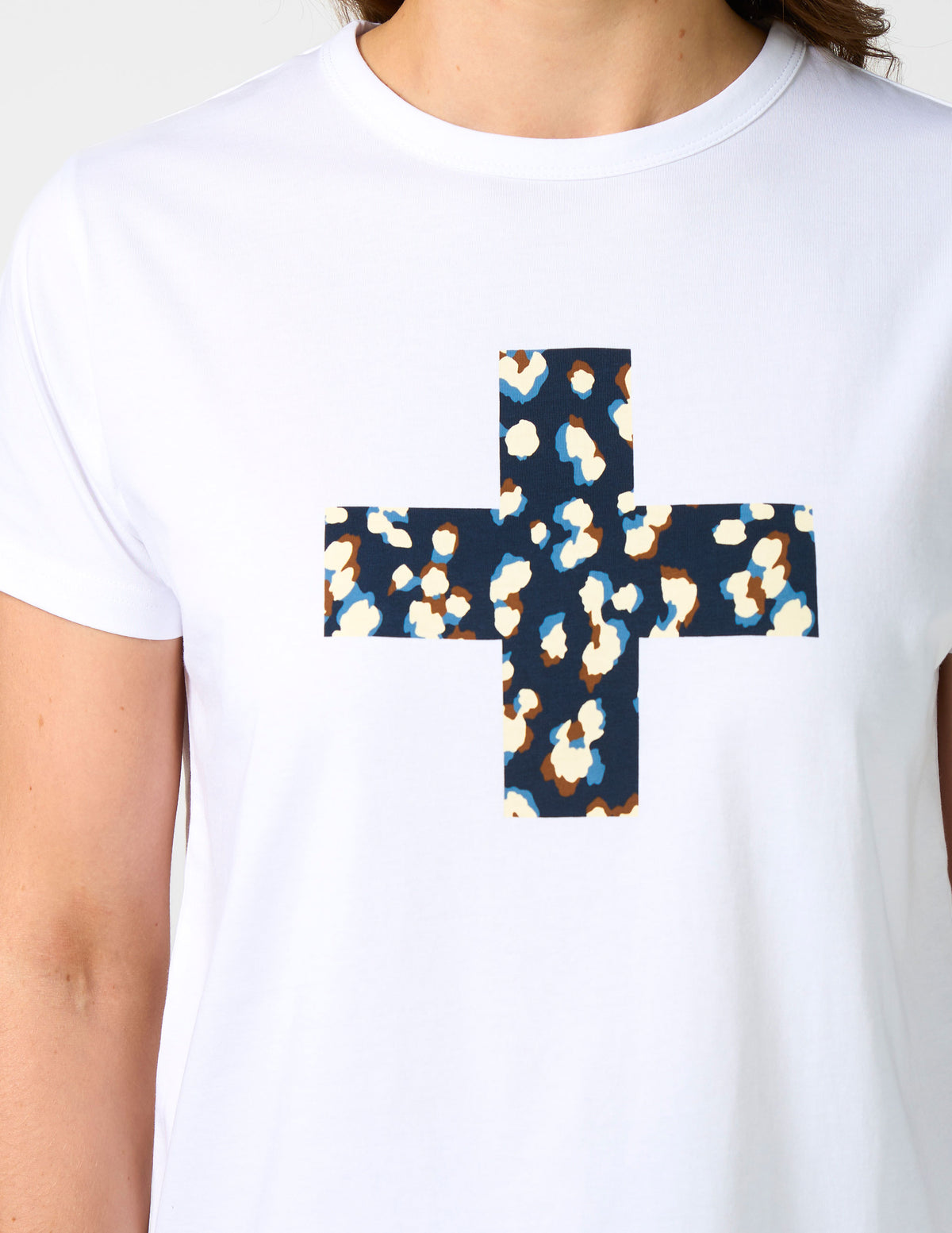 Ace Tee White Leopard Cross