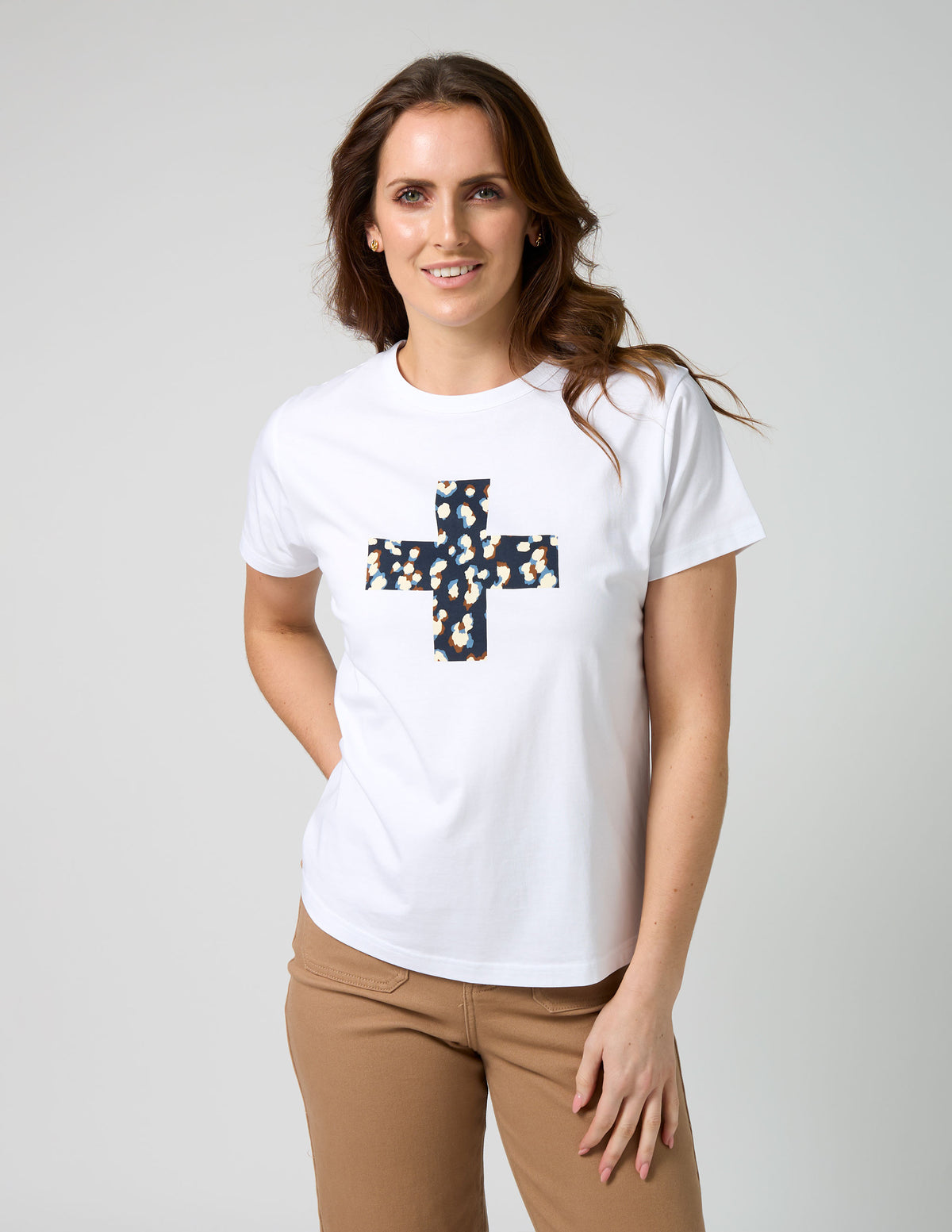 Ace Tee White Leopard Cross