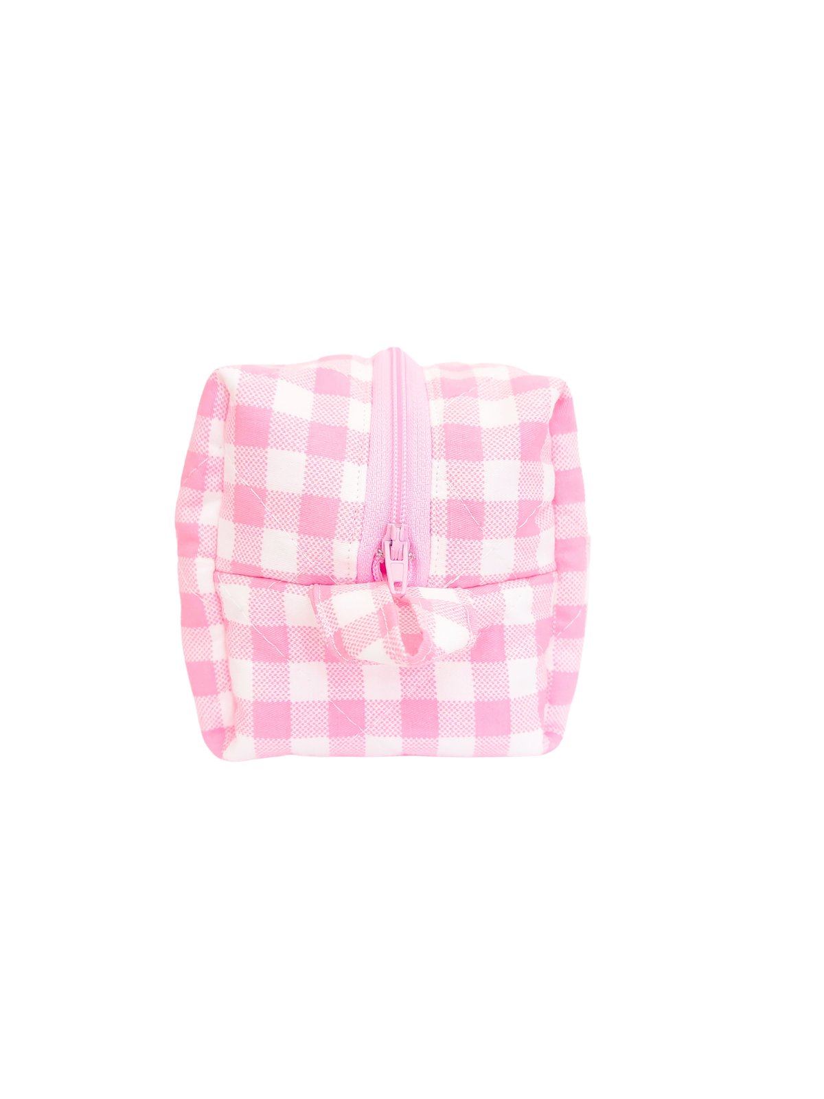Quilted Makeup Bag Pink Gingham