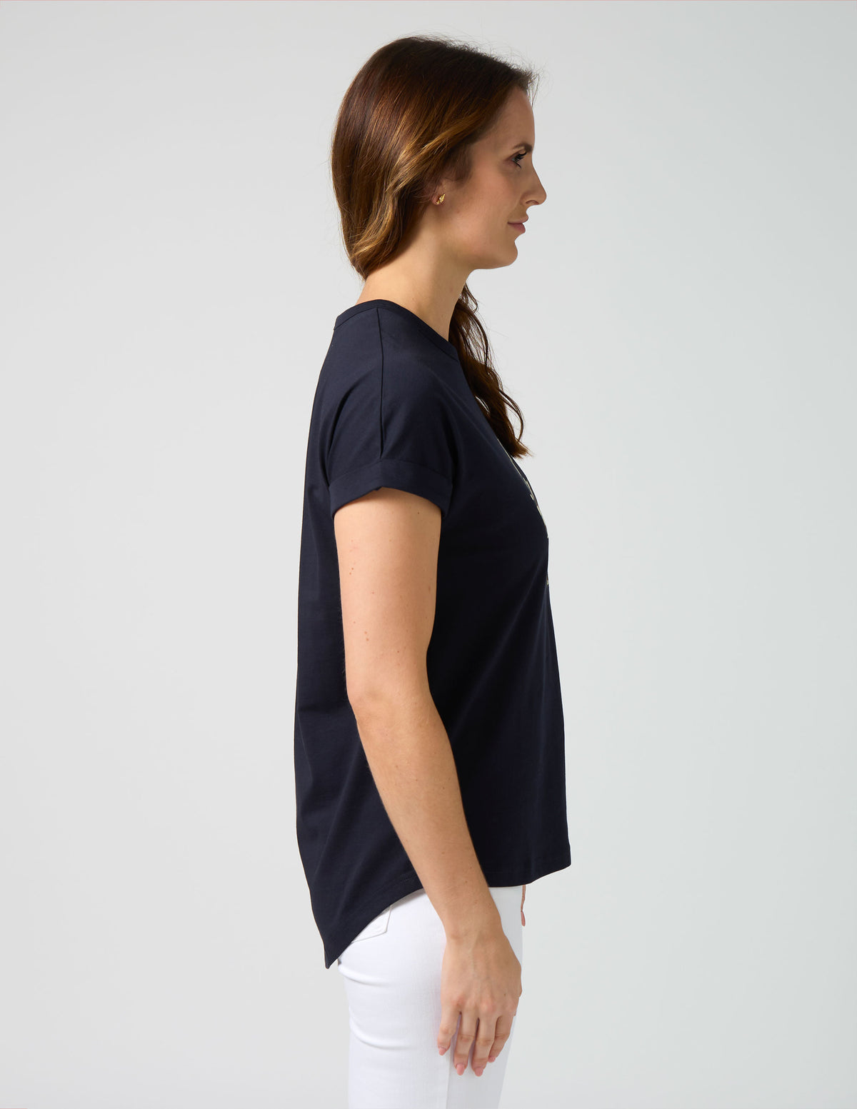 Soho Cuff Tee Deep Navy Leopard Cross