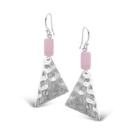 Rose Quartz Beaten Earring